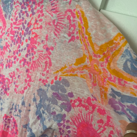 Lilly Pulitzer Balleta Linen Coverup Bohemian Beach Batwing Starfish Size XS - Picture 6 of 9